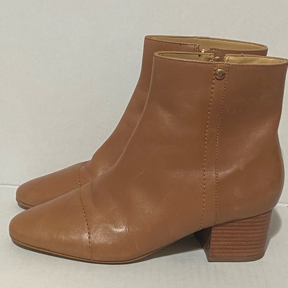Talbots Harlow Ankle Leather Boots-Size10.5- in chestnut Zip up block heel - Picture 5 of 12